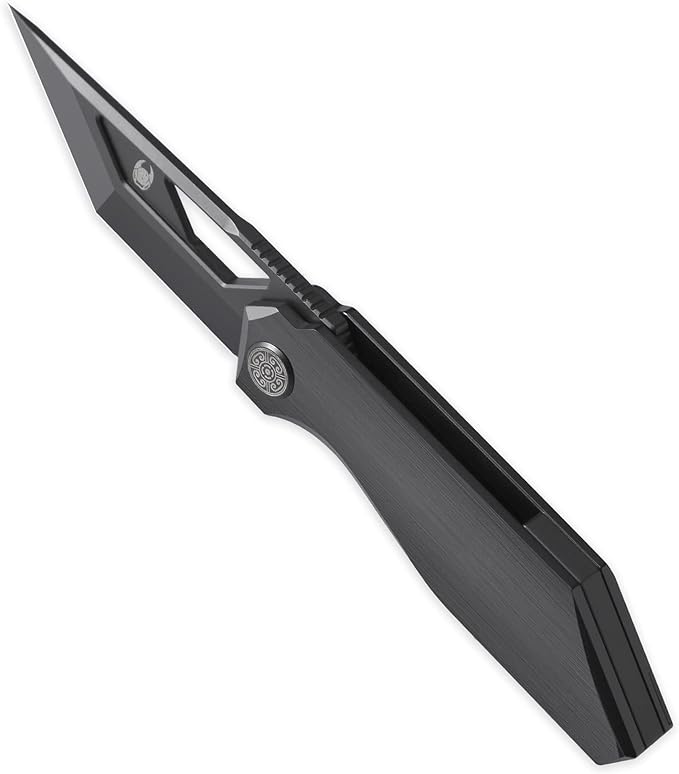 Knife Shimo Folding Knife,2.56" M390 Stonewashed Pocket Knife,3.86" Titanium Handle Frame Lock