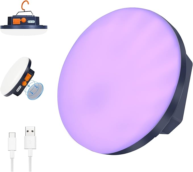 UV Flashlight Camping Light , IODOO 10000mAh 48 LED 395nm UV / 6500K Floodlight 3000LM White Light