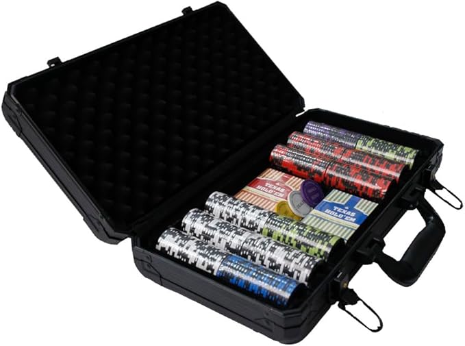 THUNDERBAY 14 Gram 300 Count Poker Set, 14G Clay Composite Chips with Aluminum Case, Two Decks of