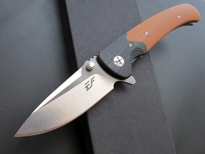 Eafengrow EF67 Pocket Knife with Metal Clip,D2 Steel Blade G10 Handle EDC folding knife Tool Liner