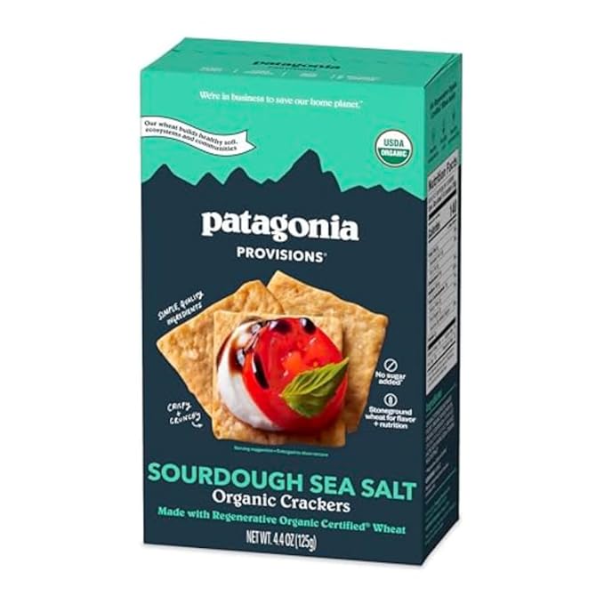 Patagonia Provisions Organic Sourdough Sea Salt Crackers – 3g Plant Protein Per Serving – Made with