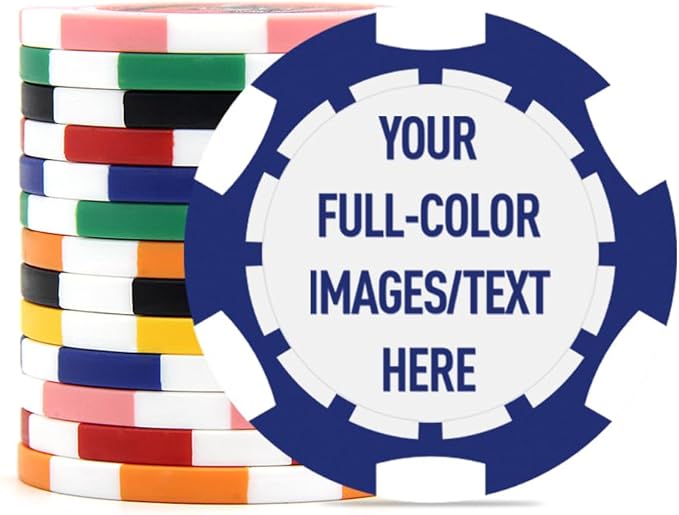 40mm Custom Poker Chips with Your Text,Logo or Design for Weddings, Anniversaries, Parties