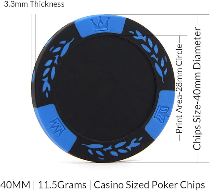100 Premium Clay Poker Chips, Customized Your Image and Text, 11.5 Gram Casino Chips for Texas
