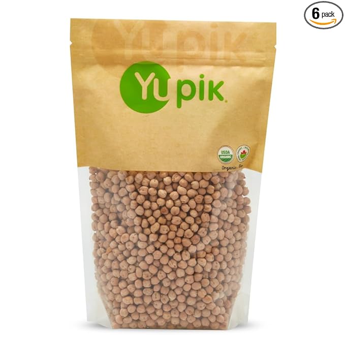 Yupik Organic Raw Chickpeas, 2.2 lb (35.2 oz), Pack of 6, Garbanzo Beans, Non-GMO, Vegan