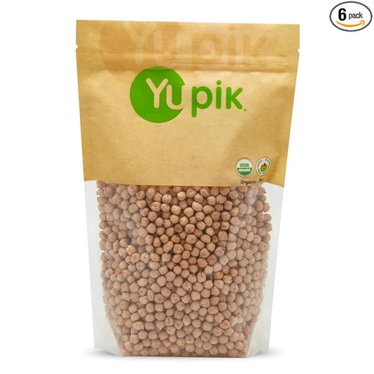 Yupik Organic Raw Chickpeas, 2.2 lb (35.2 oz), Pack of 6, Garbanzo Beans, Non-GMO, Vegan