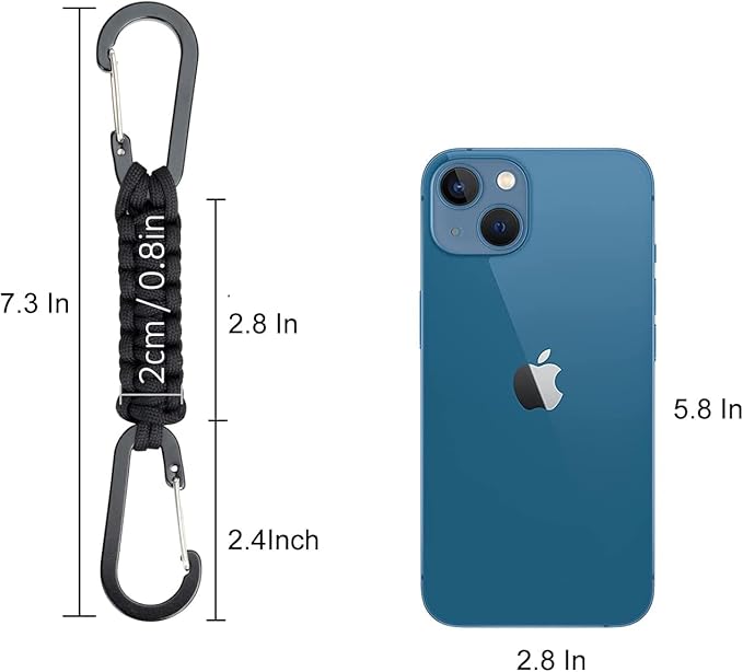 BRAVESHINE Paracord Keychain Carabiner Clip, D Ring Lanyard Hanger Stroller Hook for Water Bottle