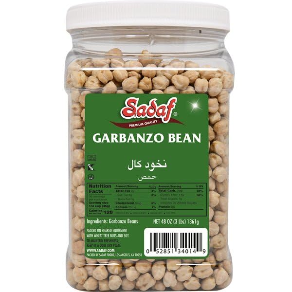 Sadaf Garbanzo Beans Dry 48 oz - Dried Chickpeas - Chick Peas Perfect for Hummus - Natural, Vegan