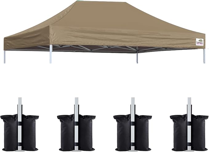 Eurmax USA Pop Up Canopy Top Gazebo Tent Cover Replacement Top Only,Bonus 4PC Pack Weight Bag