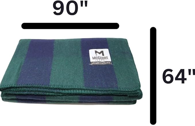 M MCGUIRE GEAR Warm Wool Bunkhouse Plaid Blanket for Camping, Home, Survival, or First Aid, 64" x