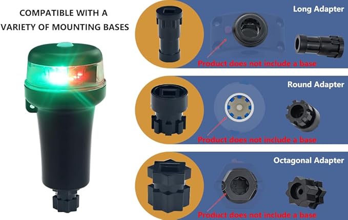 Kayak Battery Portable Navigation LED Lights Multi- Adaptors 3AA Battery Inflatable Boat Surface