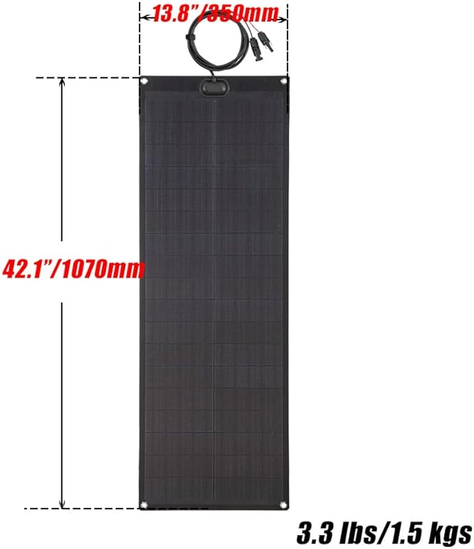 Lensunsolar 55W 12V ETFE Black Flexible Solar Panel, PERC Mono Solar Cells, Ultrathin Ultra