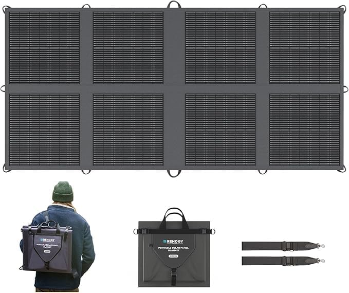 200 Watt Portable Solar Panel, Renogy Solar Blanket N-Type Foldable Solar Panel, 25% High