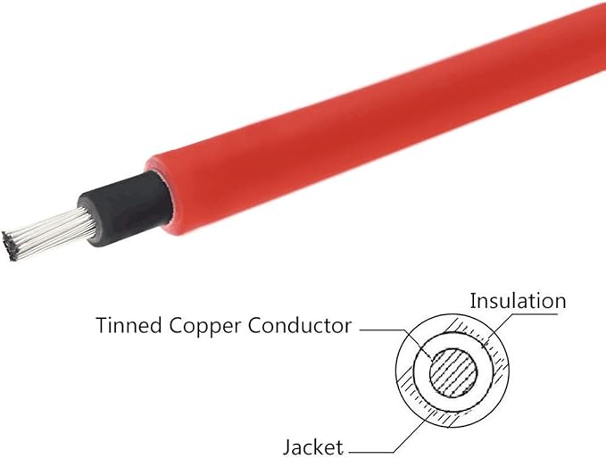 1 Pair Black + Red 10AWG(6mm²) Solar Panel Extension Cable Wire Connectors Solar Adaptor Cable with