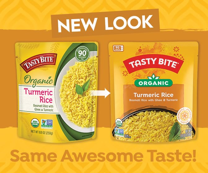 Tasty Bite Organic Turmeric Rice, 8.8 Ounce, Pack of 6, Ready to Eat, Microwavable, Vegetarian