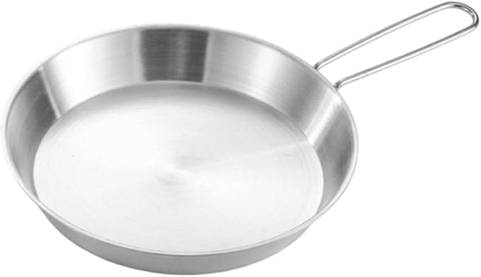 Stainless Steel Camping Fry Pan Cookware Foldable Handle Easy to Clean Multipurpose Outdoor Cooking