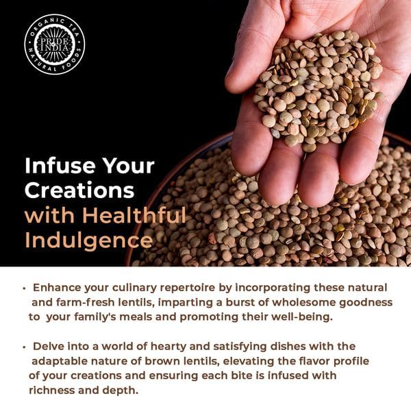 Pride Of India - PACK of 6 - Indian Whole Brown Crimson Masur Lentils - Protein & Fiber Rich Masoor