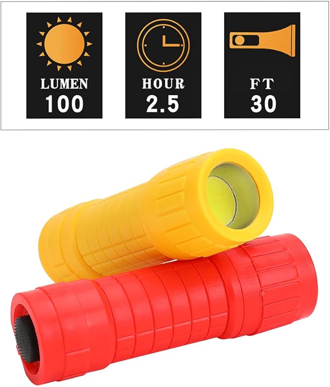 KunHe 5 Pack Plastic Small Mini LED Flashlight COB Flashlights for Kids 100 Lumen with Batteries