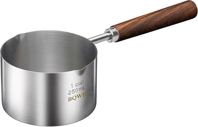 stainless steel mini pot - butter warmer, 8.5fl oz (250ml) coffee/milk warmer, mini sauce pan for