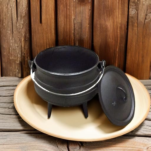 Cuisiland 8.5QT Cast Iron Potjie Cauldron Pot with Lid & 3 Legs – Pre-Seasoned South African-Style