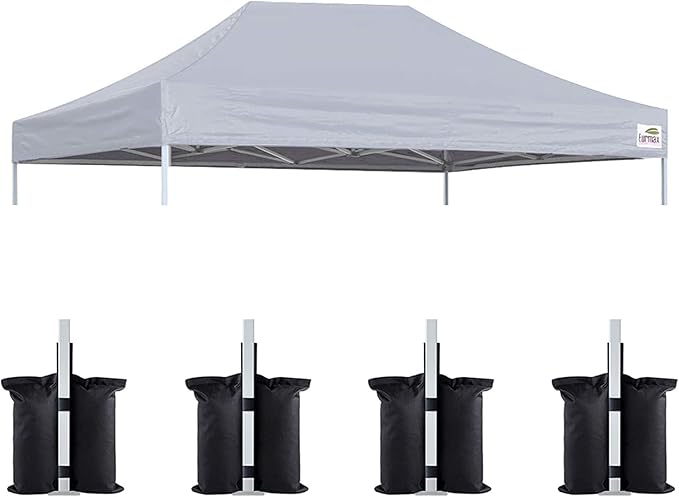 Eurmax USA Pop Up Canopy Top Gazebo Tent Cover Replacement Top Only,Bonus 4PC Pack Weight Bag