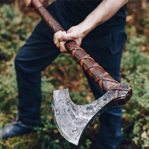 SHINY CRAFTS | 40" Handmade Double Head Norse Axe, Hand Forged Steel Dane Axe with Broad Blade