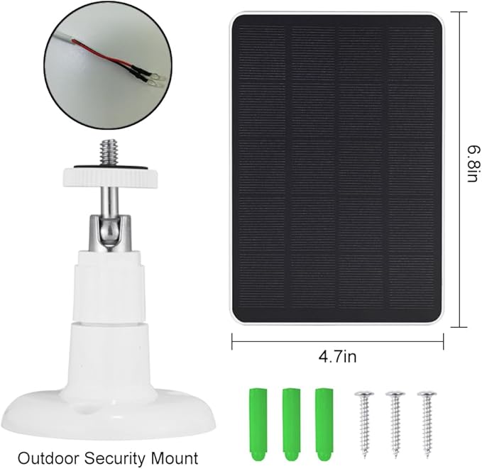 Solar Panel for Ring Doorbell, 5W Solar Panel Camera Charger Cable Compatible with Ring Video