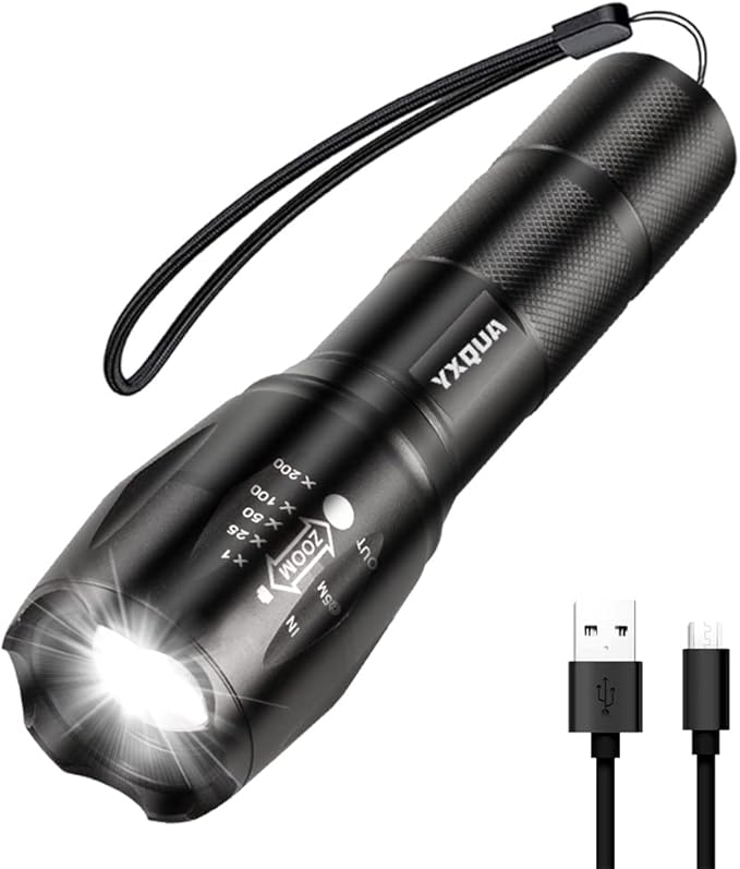 USB Rechargeable Flashlights, 8381 High Lumens Lights, 3 Modes, Zoomable & Waterproof Super Bright