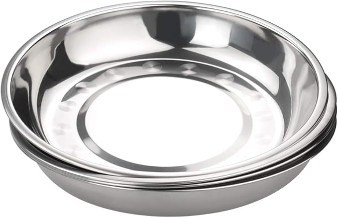 4-Pack Stainless Steel Metal Camping Plates, Kitchen Dinner Plates