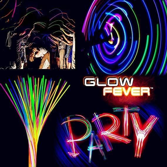Glow Fever Glow Sticks Bulk 100ct 22'' Glow Necklaces with Connectors, Neon Light Sticks for Party