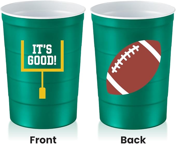 16 oz. Party Cup Football 'It's Good' Goal Post Design for Cold Drinks, Durable, Disposable