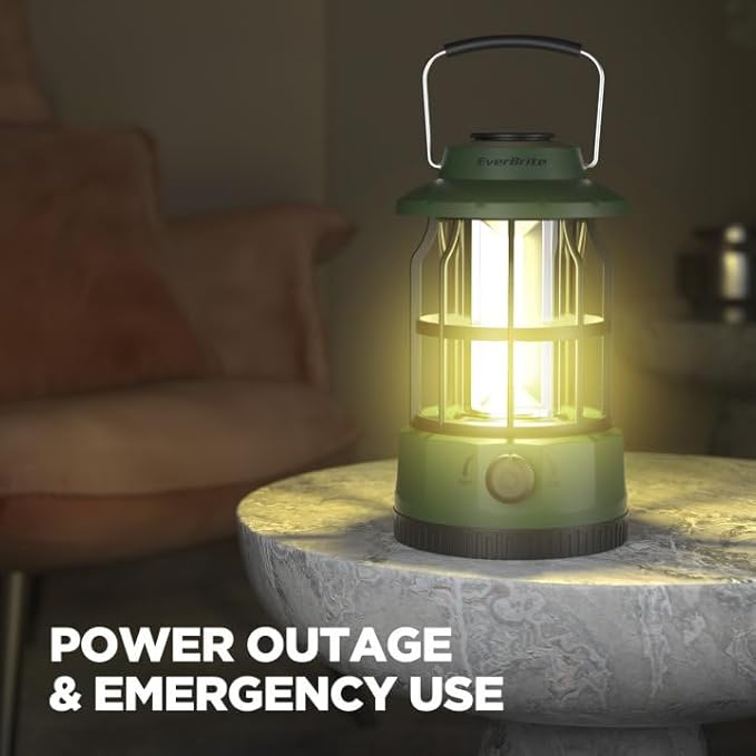 EverBrite LED Camping Lantern, USB C Rechargeable Lantern with Stepless Dimming, Vintage Portable