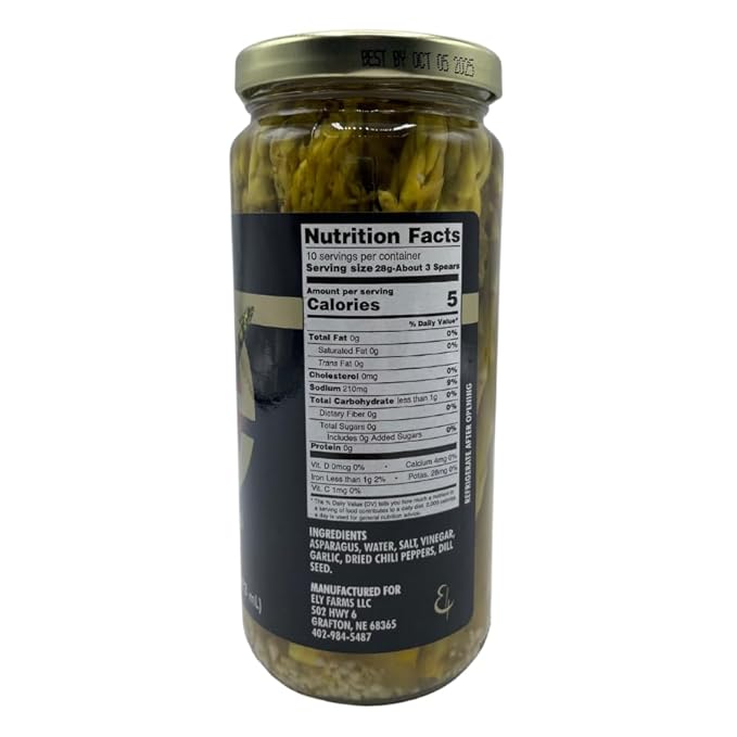 Ely Farms Pickled Asparagus - Unique and Irresistible Taste - Crunch Spears with a Garlic and Dill