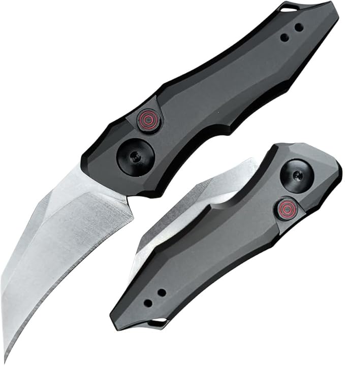 HUAAO Push Button Knife, Spring Assisted Opening, EDC Folding Pocket knives For Men,2.08 inch