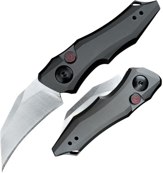HUAAO Push Button Knife, Spring Assisted Opening, EDC Folding Pocket knives For Men,2.08 inch