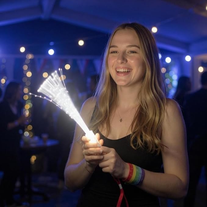 Personalized LED Fiber Optic Glow Wand 10 Pack, Multicolor LED Light Wand Custom Text