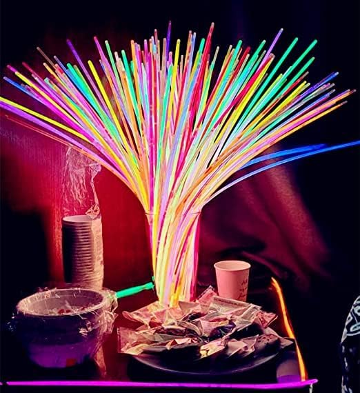 Glow Fever Glow Sticks Bulk 100ct 22'' Glow Necklaces with Connectors, Neon Light Sticks for Party
