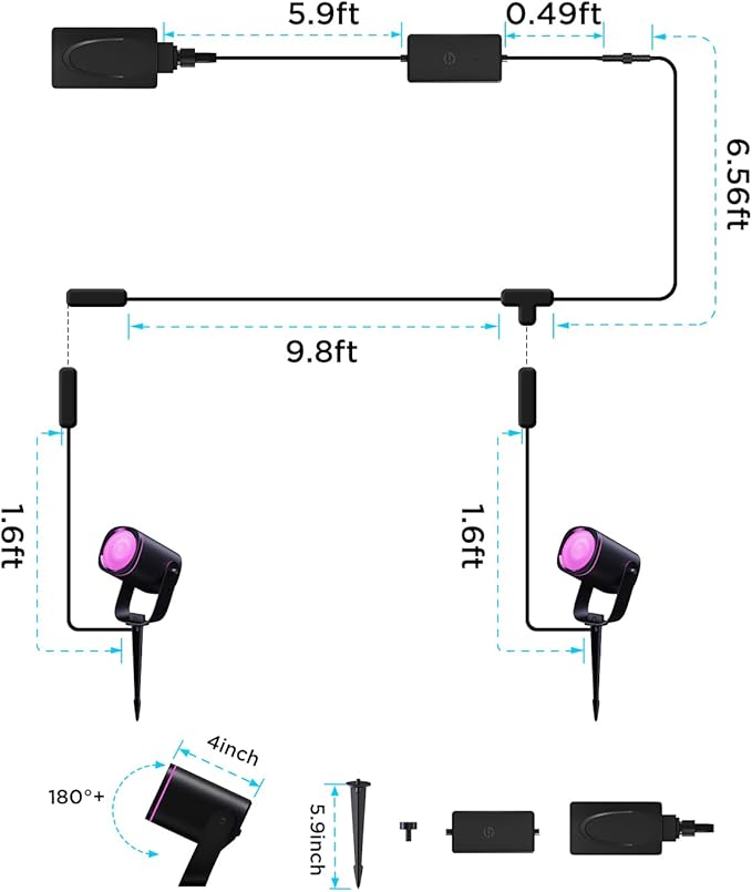 Govee Outdoor Spot Lights 2, IP67 Waterproof Spotlights, Landscape Lights Work with Matter, Alexa