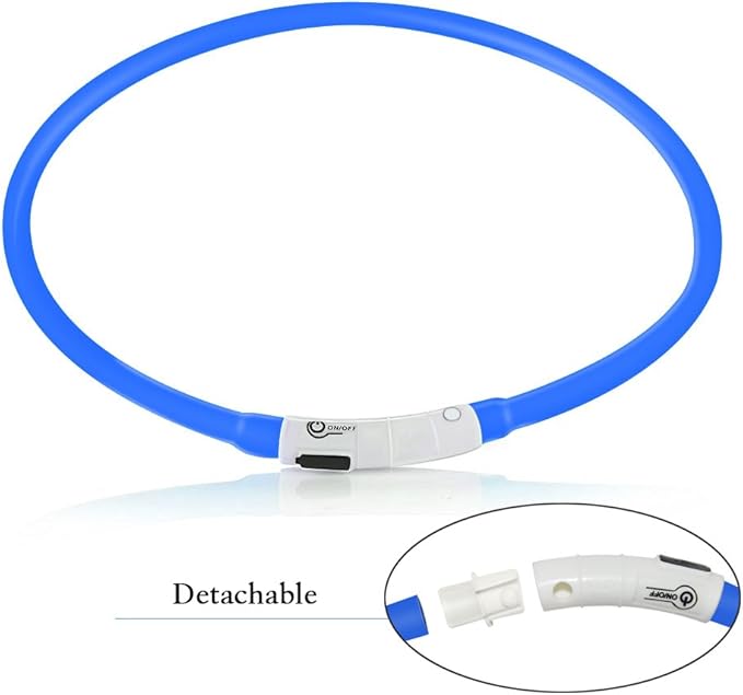 LED Dog Collar,USB Rechargeable Glowing Dog Collars, Light Up Collar Improved Pet Safety
