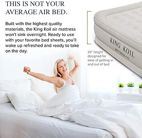 King Koil Luxury California King Air Mattress with Built-in Pump for Home, Camping & Guests