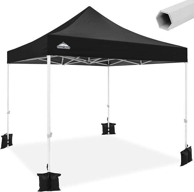 EAGLE PEAK 10x10 Heavy Duty Pop up Commercial Canopy Tent, Instant Marketplace Sun Shelter with