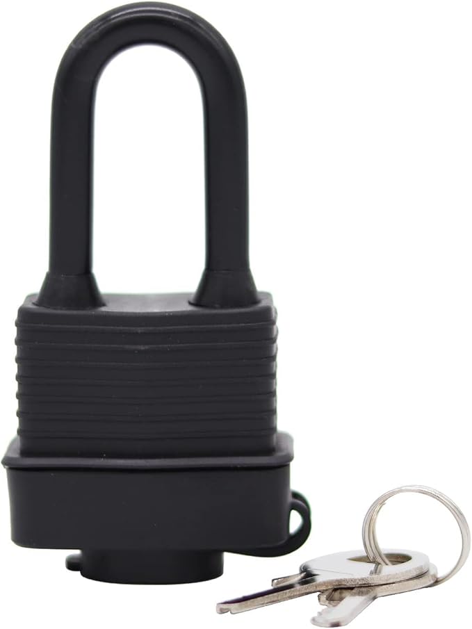 Waterproof Padlocks Keyed Alike for Outdoor use, Covered Heavy Duty Laminated Steel Lock, 1-9/16
