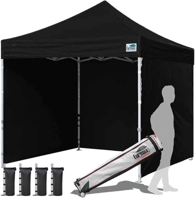 Eurmax USA 10'x10' Pop-up Canopy Tent Commercial Instant Canopies with 4 Removable Zipper End Side