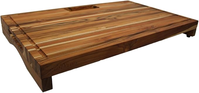 EcoDecors, Teak Edge Grain Cutting Board 29"x18", Solid FSC Teakwood Butcher Block with Juice