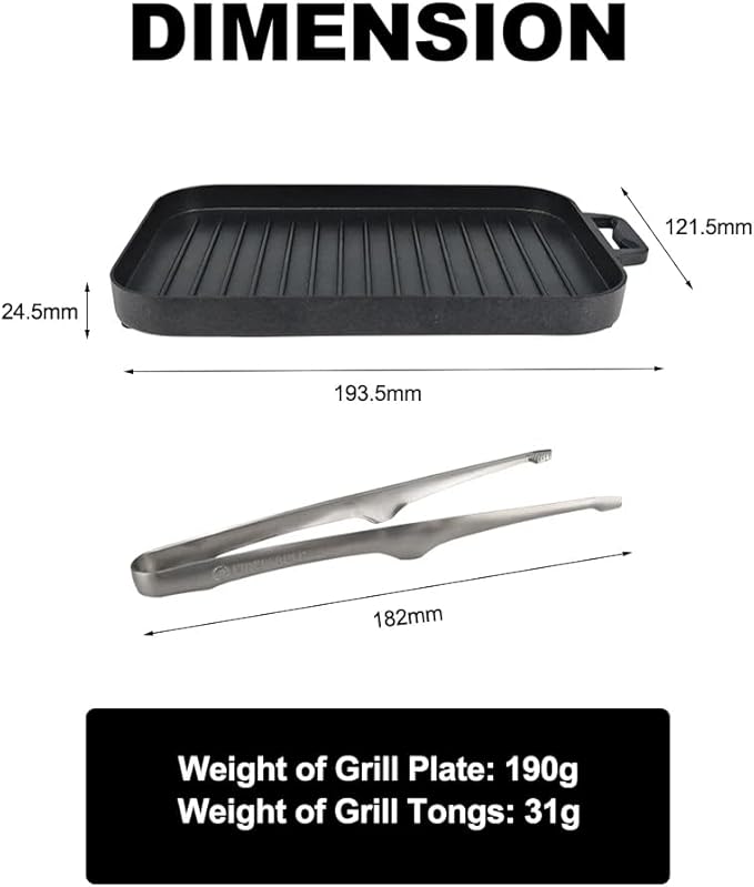 Fire Maple Compact Aluminium Alloy Mini Griddle Set with Stainless Steel Tongs - Portable Heating