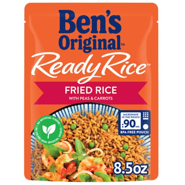 BEN'S ORIGINAL Ready Rice Fried Flavored Rice, Easy Dinner Side, 8.5 oz Pouch (Pack of 12)