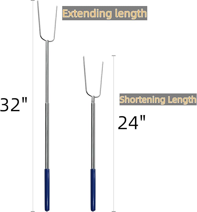32" Heavy Duty Hot Dog Roasting Sticks for Campfire, Smores Sticks for Fire Pit Long, Marshmallows