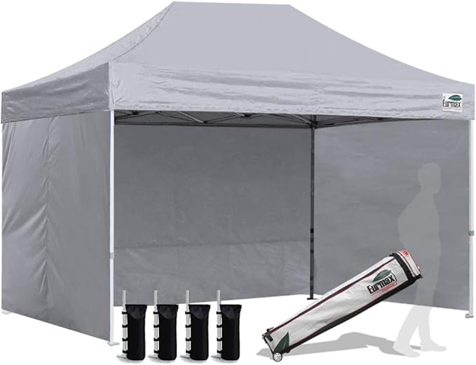 Eurmax USA 8'x12' Pop-up Canopy Tent Commercial Instant Canopies with 4 Removable Zipper End Side