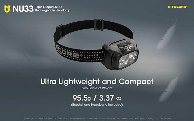 Nitecore NU33 700 Lumen Camping Headlamp, USB-C Rechargeable, Lightweight with White, Red, and