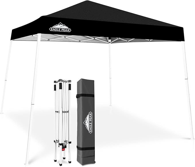 EAGLE PEAK 10x10 Slant Leg Pop-up Canopy Tent Easy One Person Setup Instant Outdoor Beach Canopy