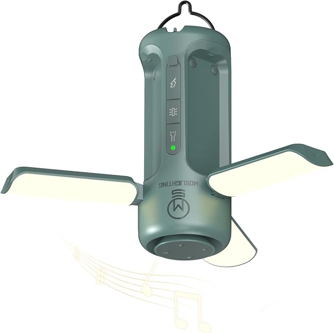 Foldable Camping Lantern with Bluetooth Speaker, Portable Flashlight, LED Folding Tent Lights